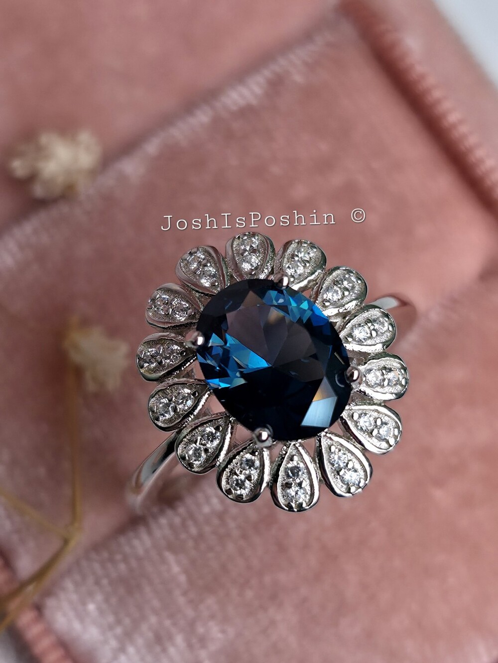 Oval London Blue Topaz ring in Sterling Silver